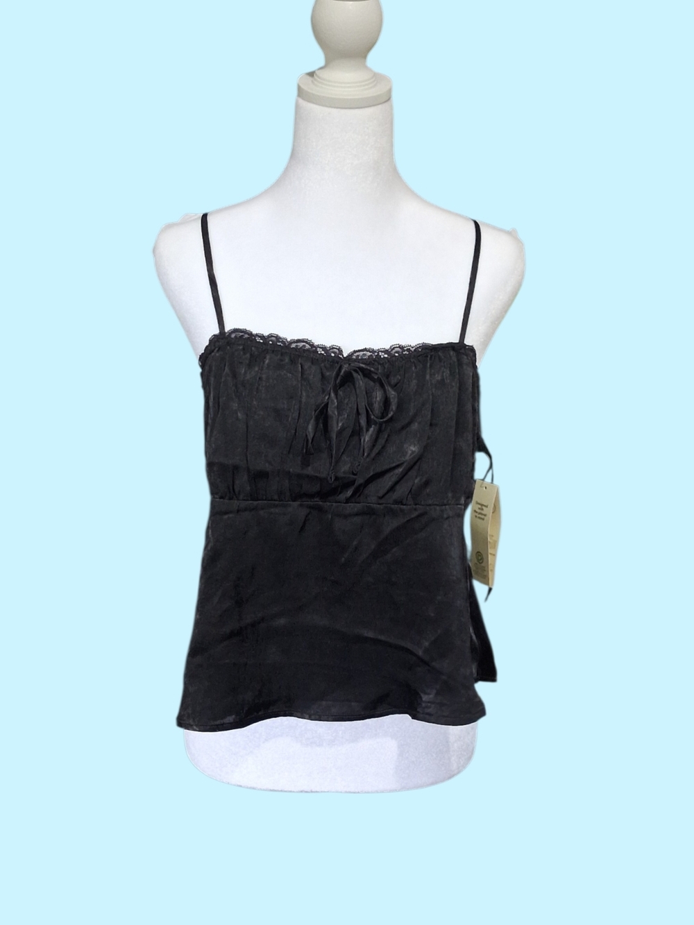 No Boundaries Black Lace-Trim Spaghetti Strap Camisole